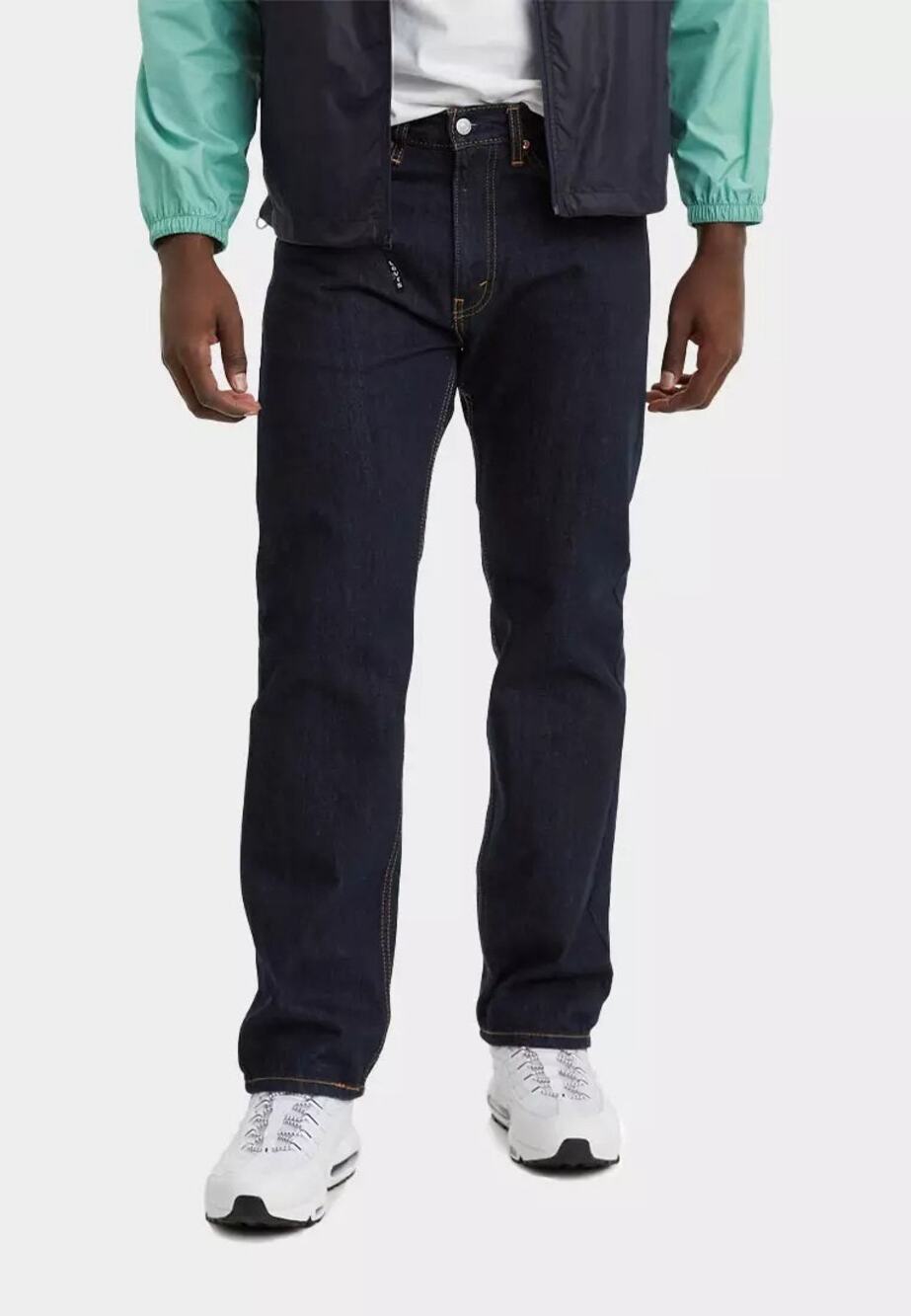 Levis 505 Mens 32x29 Dark Wash Denim Regular Fit Straight Leg Jeans Work R3-16